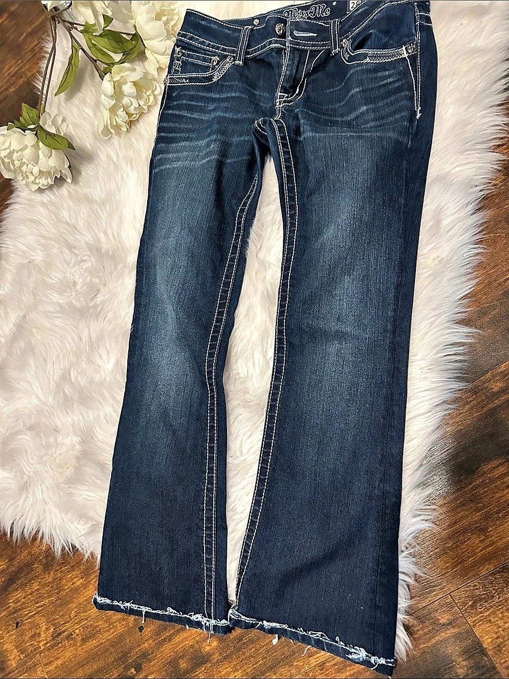 Miss Me Boot Cut Jeans Blue Waist 28